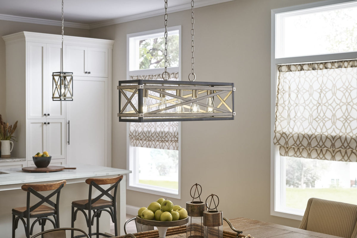 Kichler Stetton 5-Light Distressed Gray Farmhouse Chandelier