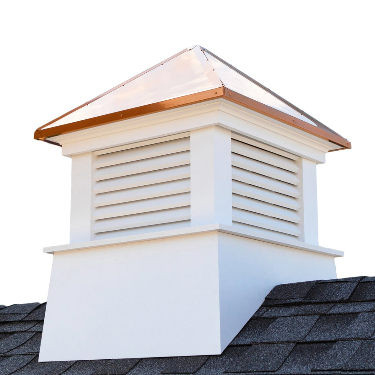 Good Directions Cornwall 26-in x 32-in White Vinyl Cupola with 24-Gauge Copper Hip Roof