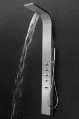 AKDY 63-in Brushed Stainless Steel Waterfall/Rainfall Dual-Head Shower Panel System, 3-Way Diverter, Valve Included