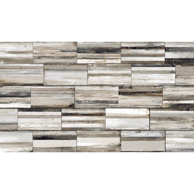 allen + roth Vineyards Multicolor 12-in x 24-in Glazed Porcelain Wood Look Floor and Wall Tile (15.5-sq. ft/ Carton)