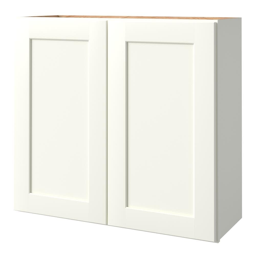 allen + roth Aveley 33-in W x 30.125-in H x 12-in D Linen Wall Fully Assembled Cabinet (Flat Panel Shaker Door Style)