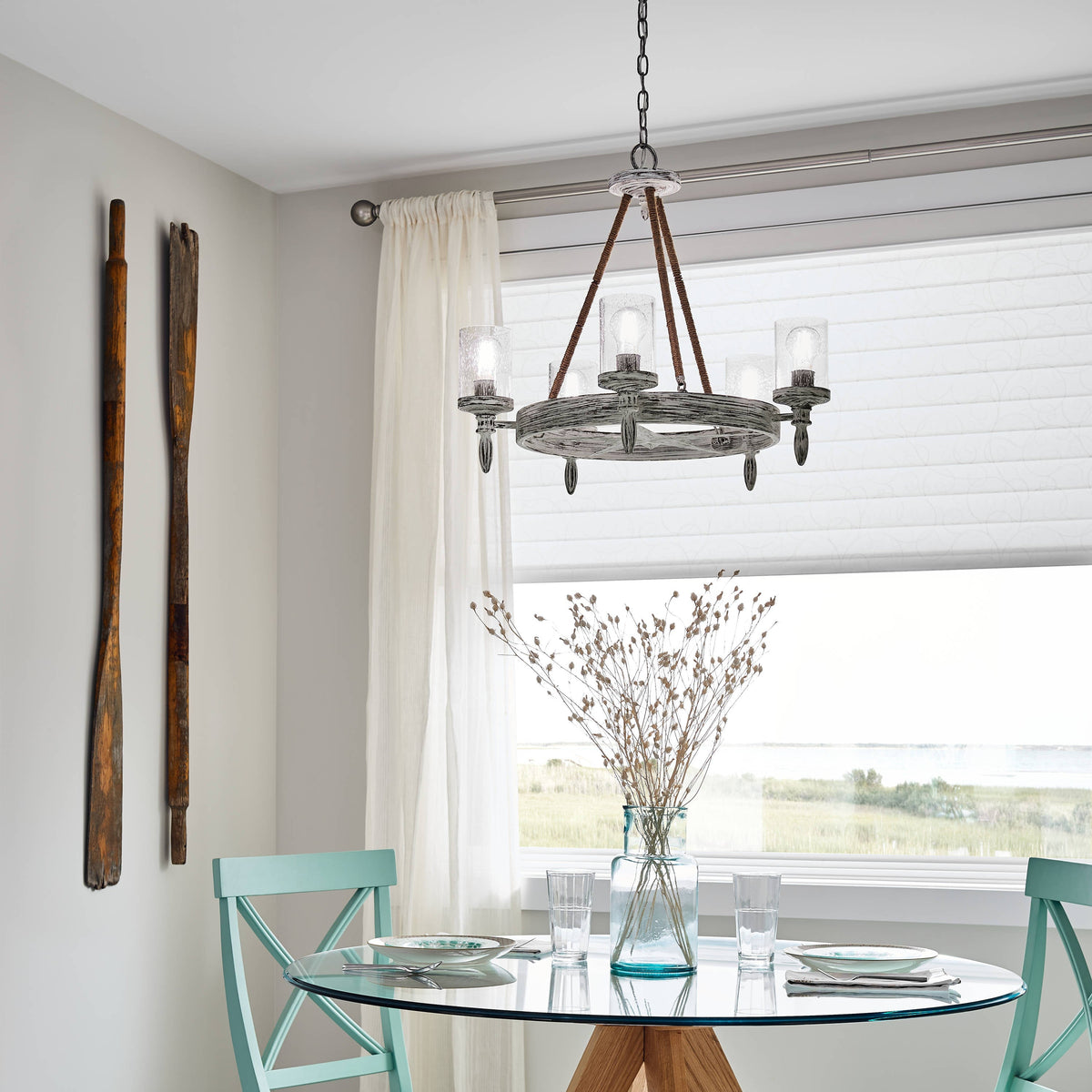 Kichler Minnow 5-Light Distressed White Coastal Chandelier