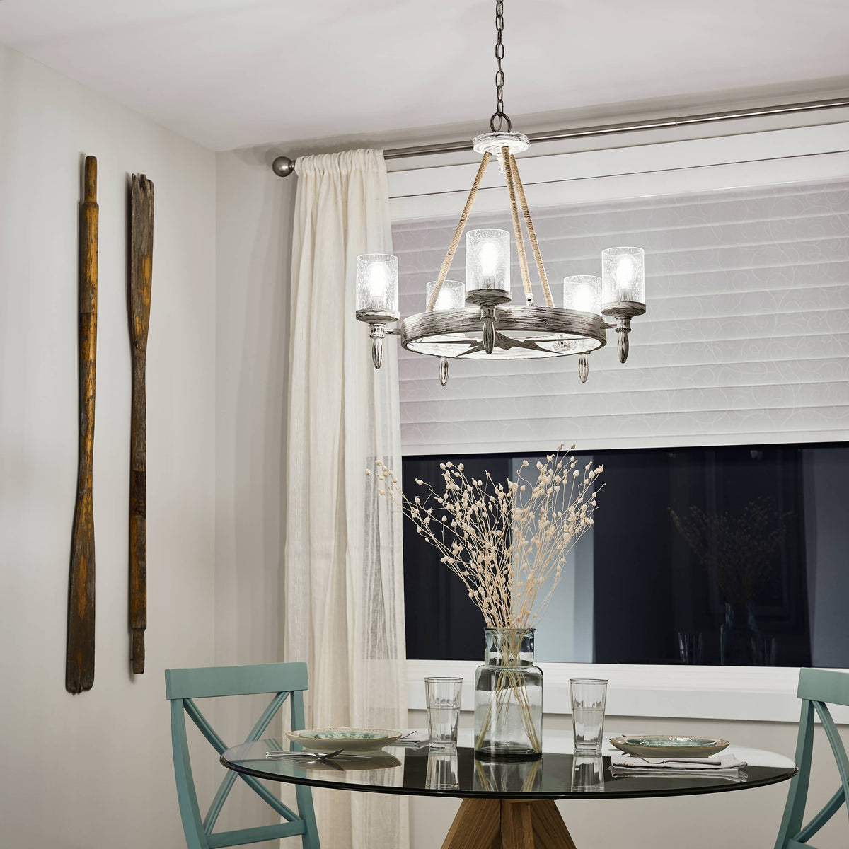 Kichler Minnow 5-Light Distressed White Coastal Chandelier