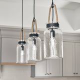 Kichler Clove Hitch Weathered Bronze Farmhouse Clear Glass Cylinder Pendant Light, 19.25-in H x 6.5-in W
