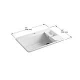 Riverby Workstation Drop-In Cast Iron 33 in. 1-Hole Single Basin Kitchen Sink Kit with Accessories in White - Super Arbor