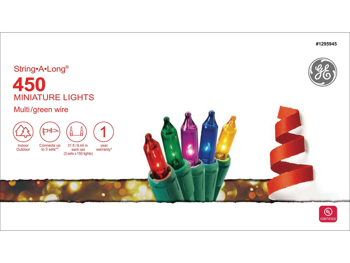 GE String-A-Long 450-Count 93.12-ft Multicolor Incandescent Plug-In Christmas String Lights