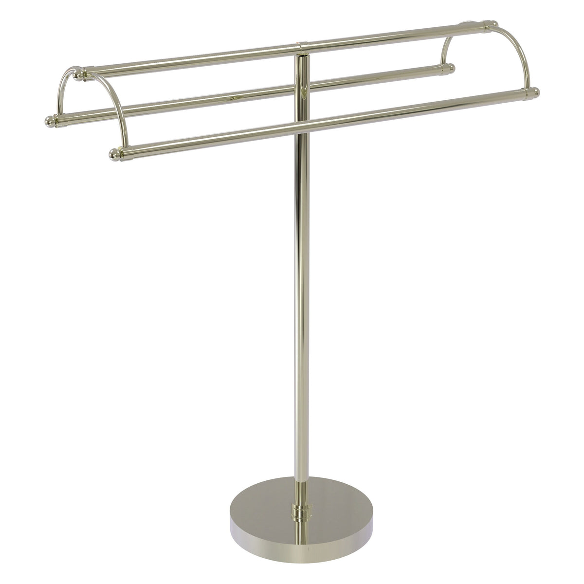 Allied Brass Free Standing Double Arm Towel Holder in Polished Nickel