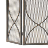 Pleasants Modern Black and Gold Three Panel Iron Fire Screen - Super Arbor