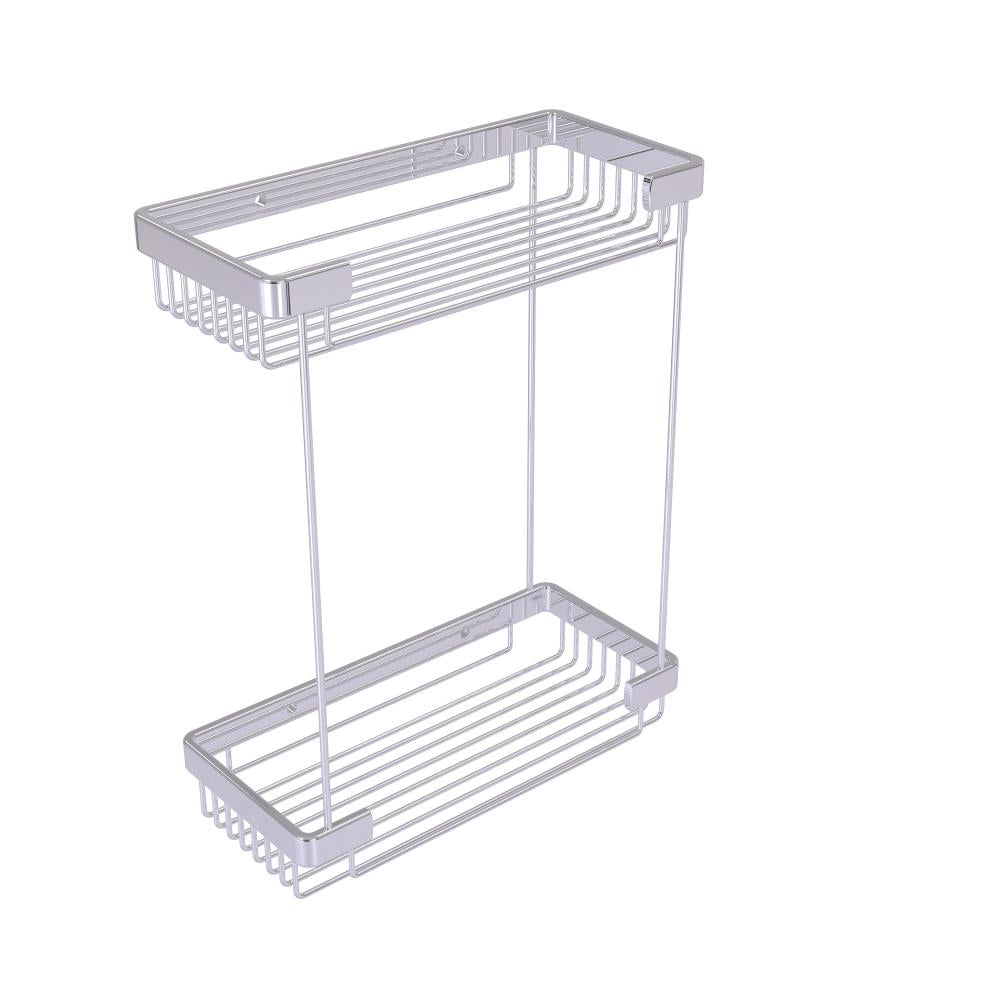 Allied Brass Solid Brass Screw-Mount Hanging Shower Caddy, Satin Chrome, 2 Shelves, 4.8-in W x 10.5-in D x 12-in H