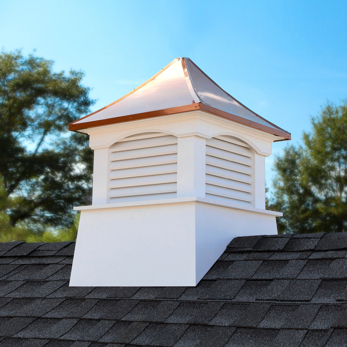 Good Directions Carlisle 22-in x 29-in White Vinyl Cupola with 24-Gauge Copper Hip Roof, Weathervane-Ready