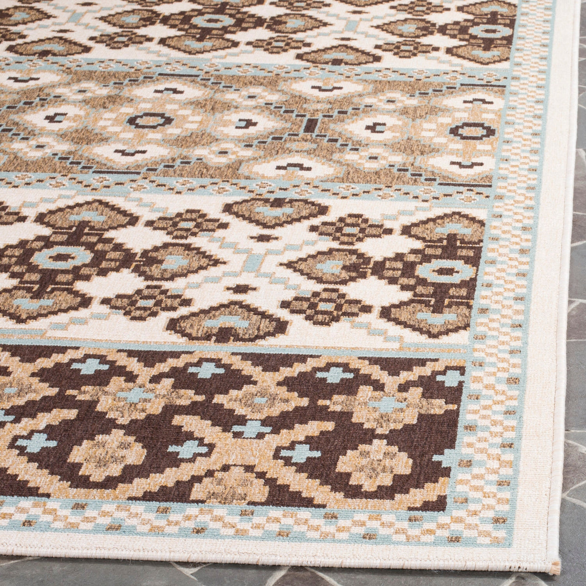 Safavieh Veranda Numa 5-ft-3-in x 7-ft-7-in Indoor/Outdoor Area Rug, Cream/Chocolate, Abstract Coastal