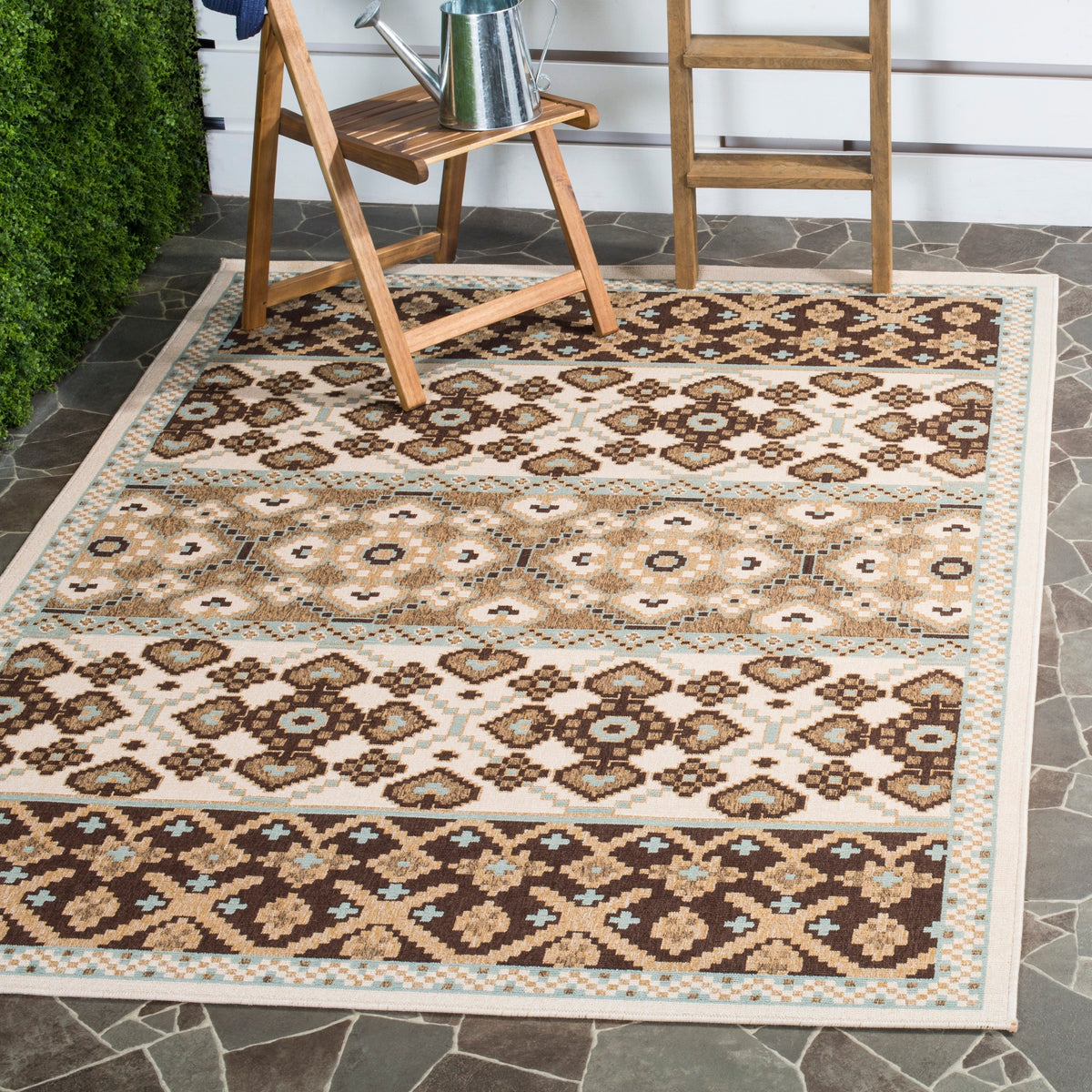 Safavieh Veranda Numa 5-ft-3-in x 7-ft-7-in Indoor/Outdoor Area Rug, Cream/Chocolate, Abstract Coastal