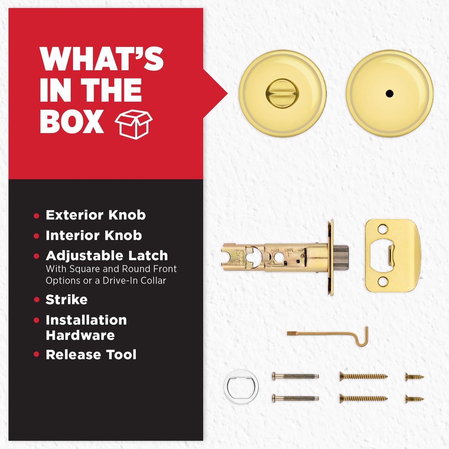 Kwikset Juno Polished Brass Privacy Lockset, ANSI/BHMA Grade 2, 1.75 in Door Thickness