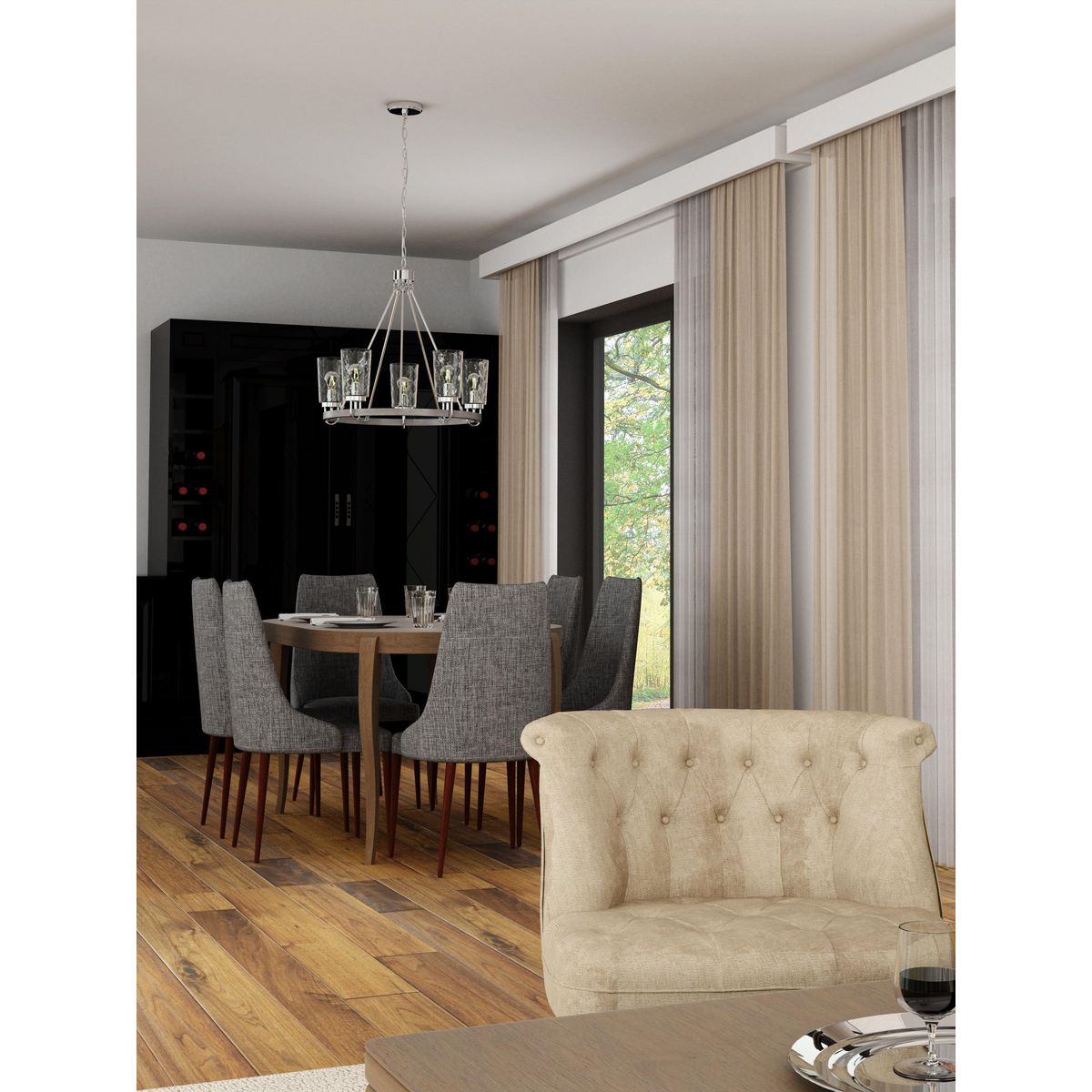 Progress Lighting Tiana 5-Light Brushed Nickel Coastal Chandelier