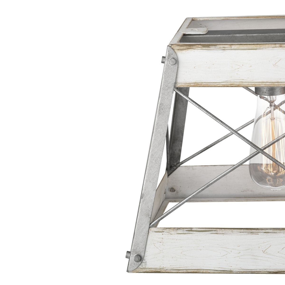 Progress Lighting Bradberry 5-Light Antique White and Galvanized Farmhouse Linear Large Hanging Kitchen Island Light
