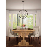 Progress Lighting Fairwood 5-Light Teak Wood and Satin Nickel Transitional Globe Medium Hanging Pendant Light