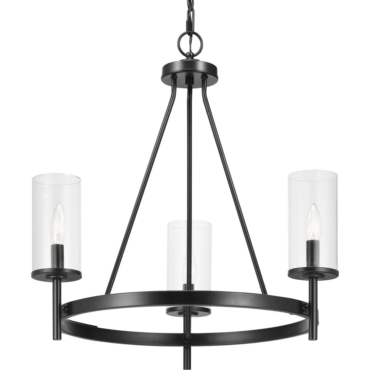 Progress Lighting Strahan 3-Light Black Transitional Chandelier, 25.75-in W x 23.87-in H