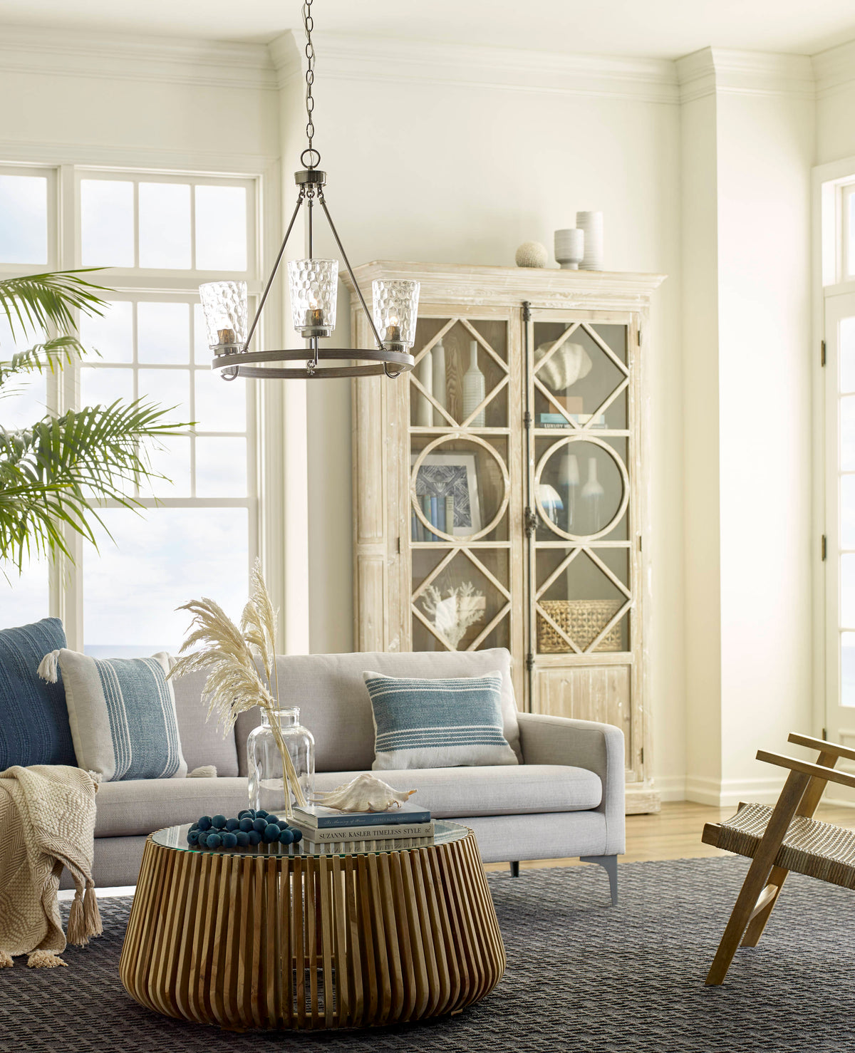 Progress Lighting Tiana 3-Light Brushed Nickel Coastal Chandelier