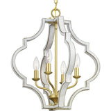 Progress Lighting Teigen 4-Light Antique White and Vintage Gold Transitional Geometric Medium Hanging Pendant Light