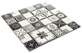 American Olean Genuine Stone Moroccan Black and White 12-in x 12-in Glazed Natural Travertine Mosaic Wall Tile (0.97-sq ft)
