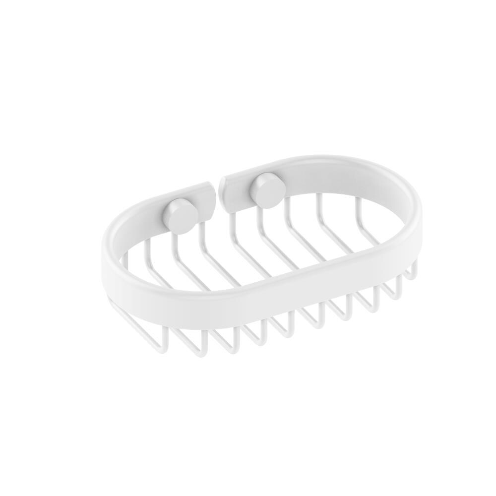 Allied Brass Oval Soap Basket in Matte White, Solid Brass, 3.6-in W x 6-in D x 1.5-in H