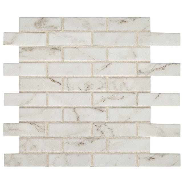 American Olean Marble Manor Calacatta 12-in x 12-in Glossy Ceramic Marble Brick Wall Tile (0.88-sq. ft/ Piece)