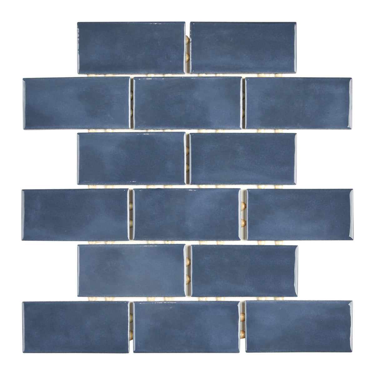 American Olean Union View Suede Blue 12-in x 12-in Glossy Ceramic Brick/Mosaic Wall Tile, 0.83-sq ft per Piece