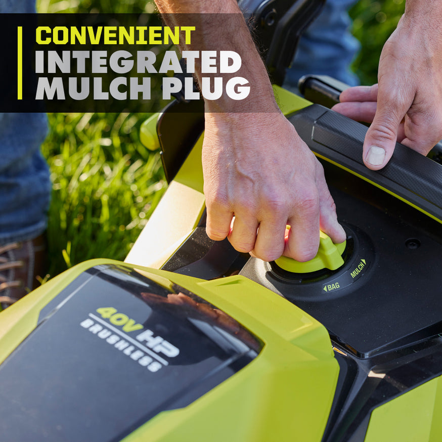 RYOBI 40V HP Brushless 21 in. Self-Propelled Cordless Lawn Mower with SMART TREK, (2) 6.0Ah Batteries & Charger