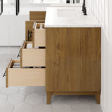 Eviva Graham 36"W x 22"D Oak Bathroom Vanity with White Arabescato Engineered Stone Countertop and Undermount Ceramic Sink
