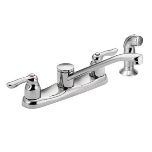 Moen M-Bition Chrome 2-Handle Deck-Mount Low-Arc Handle Commercial Kitchen Faucet