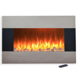 36 in. Electric Fireplace Wall Mount Floor Stand in Stainless - Super Arbor