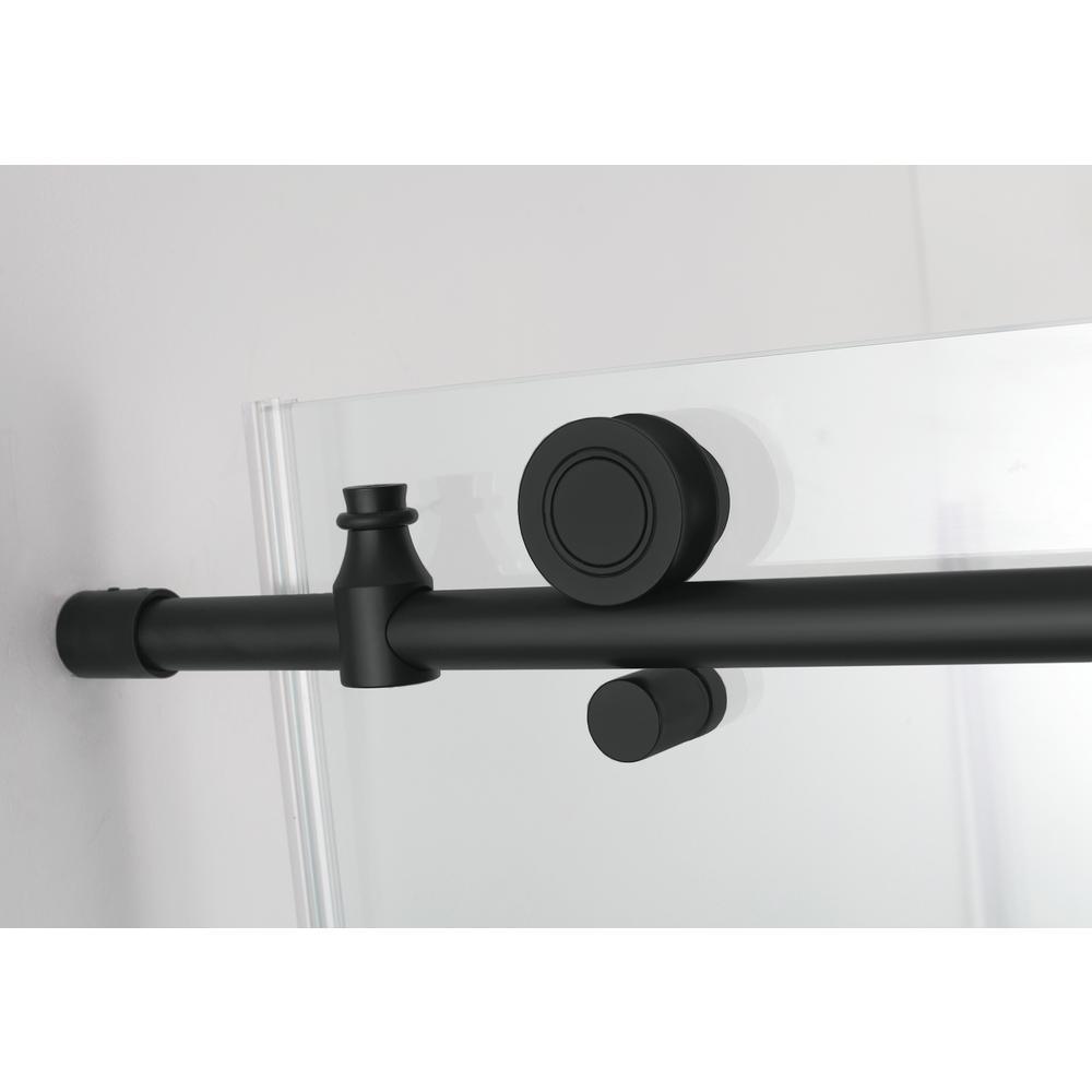 Coraline XL 68 - 72 in. x 80 in. Frameless Sliding Shower Door with StarCast Clear Glass in Matte Black Right Hand - Super Arbor