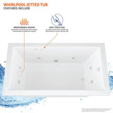 Star 6 ft. Rectangular Drop-in Whirlpool Bathtub in White - Super Arbor