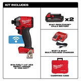 M18 FUEL ONE-KEY 18-Volt Lithium-Ion Brushless Cordless 1/4 in. Hex Impact Driver Kit W/ (2) 2.0Ah Batteries, Hard Case - Super Arbor