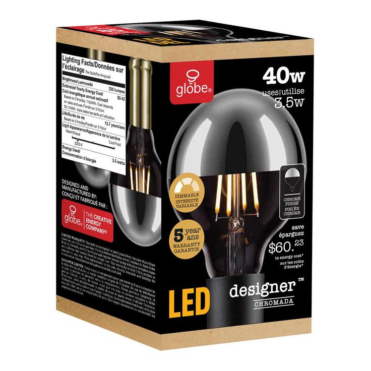 Globe Electric 40-Watt Equivalent G25 Chromada LED Light Bulb Soft White