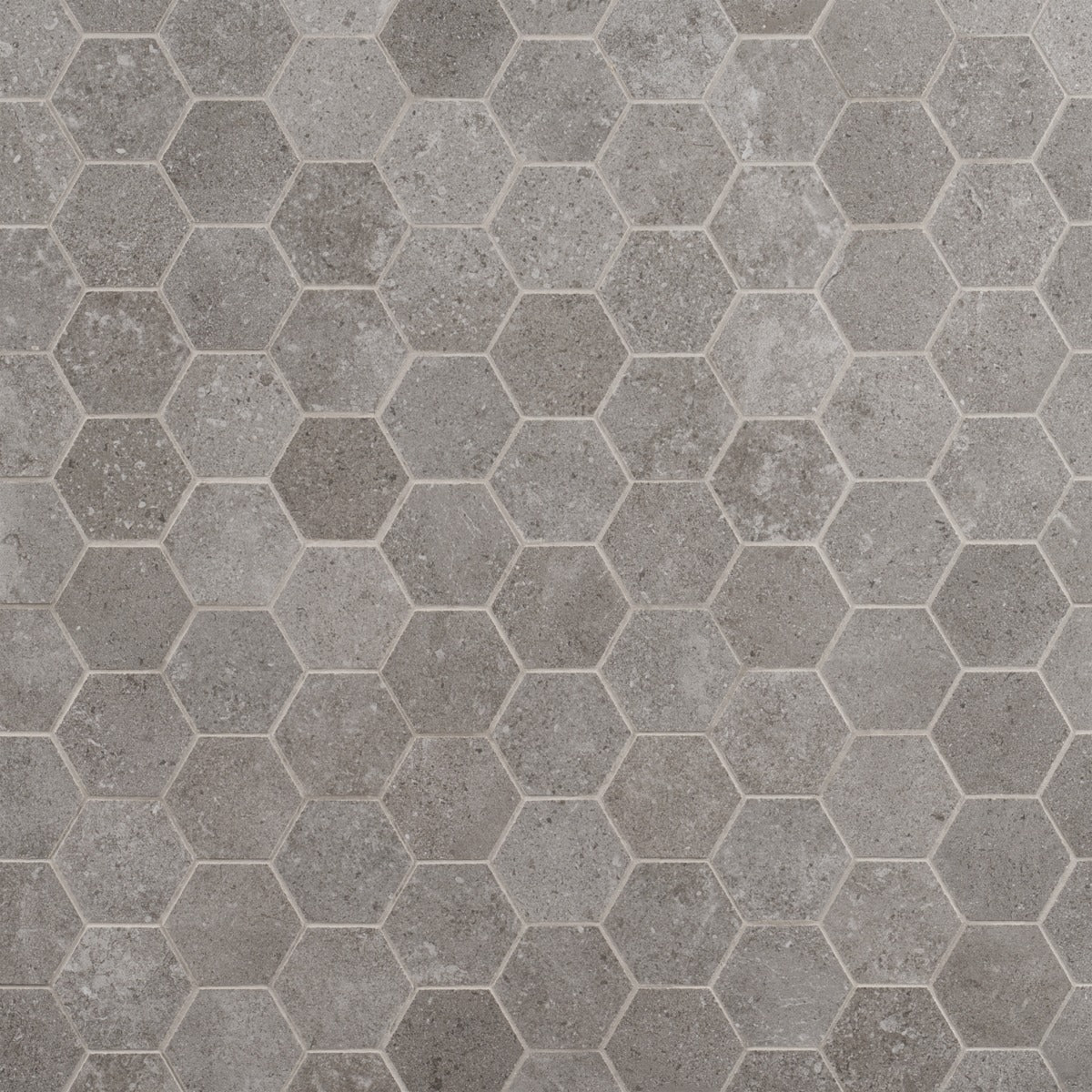 Lux Tile New Rock Fossil Dark Gray 3" Hexagon Matte Porcelain Mosaic Tile