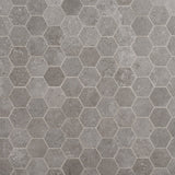 Lux Tile New Rock Fossil Dark Gray 3" Hexagon Matte Porcelain Mosaic Tile