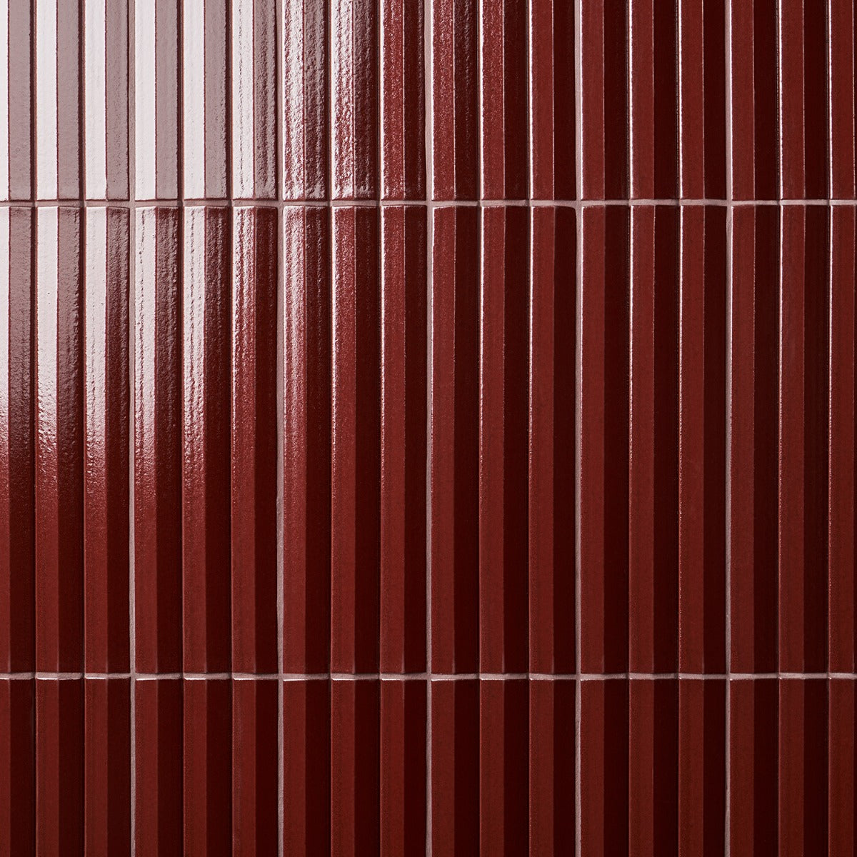 Lux Tile Ponto Ruby Red Fluted 5x16 3D Polished Porcelain Wall Tile