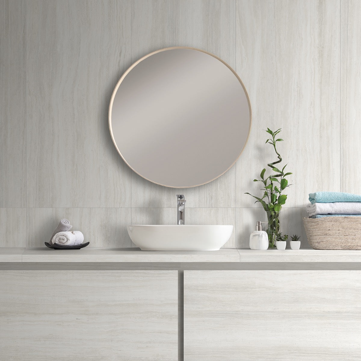 Nashville White 24x48 Matte Porcelain Tile - Travertine Look