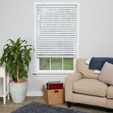 Project Source Premium 2-in Slat 36-in W x 64-in L Cordless White Vinyl Room-Darkening Plantation Blinds