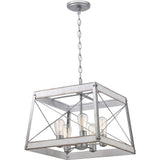 Progress Lighting Bradberry 5-Light Antique White and Galvanized Farmhouse Square Medium Hanging Pendant Light