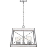 Progress Lighting Bradberry 5-Light Antique White and Galvanized Farmhouse Square Medium Hanging Pendant Light