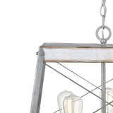 Progress Lighting Bradberry 5-Light Antique White and Galvanized Farmhouse Square Medium Hanging Pendant Light