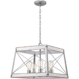 Progress Lighting Bradberry 5-Light Antique White and Galvanized Farmhouse Square Medium Hanging Pendant Light