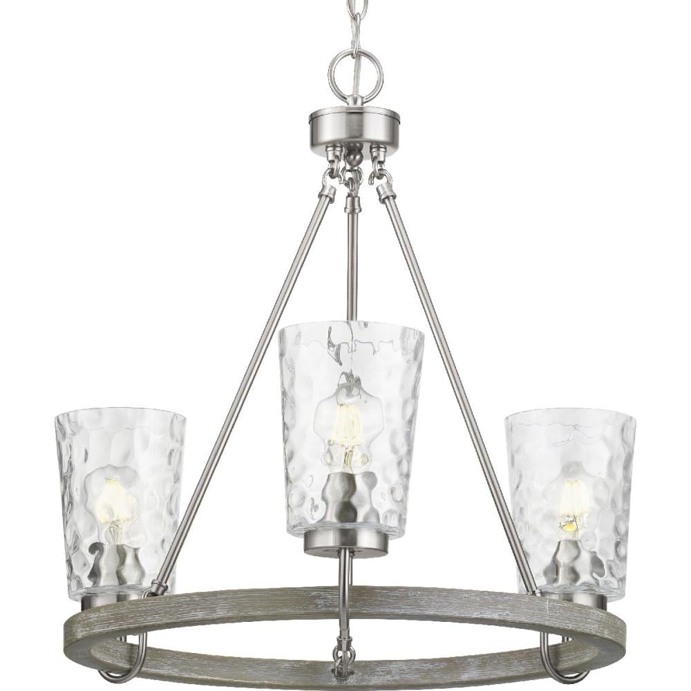 Progress Lighting Tiana 3-Light Brushed Nickel Coastal Chandelier