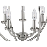 Progress Lighting Fairwood 5-Light Teak Wood and Satin Nickel Transitional Globe Medium Hanging Pendant Light