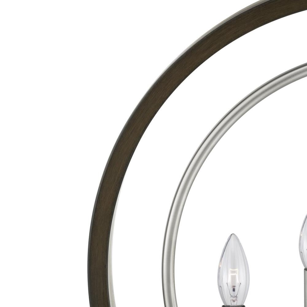Progress Lighting Fairwood 5-Light Teak Wood and Satin Nickel Transitional Globe Medium Hanging Pendant Light