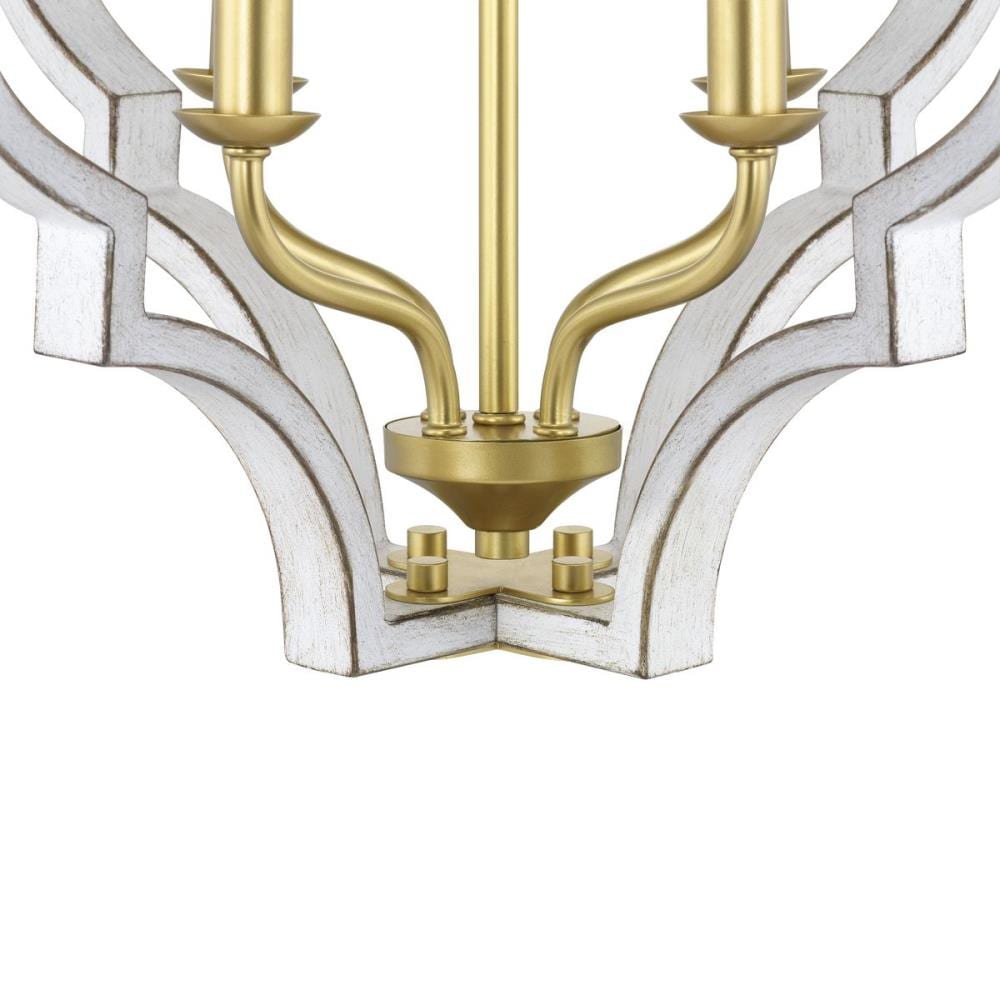 Progress Lighting Teigen 4-Light Antique White and Vintage Gold Transitional Geometric Medium Hanging Pendant Light