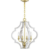 Progress Lighting Teigen 4-Light Antique White and Vintage Gold Transitional Geometric Medium Hanging Pendant Light