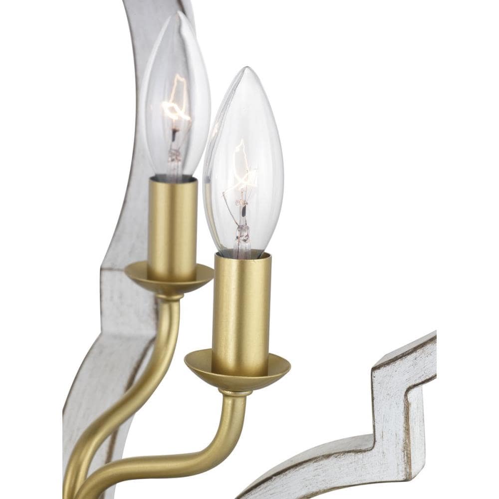 Progress Lighting Teigen 4-Light Antique White and Vintage Gold Transitional Geometric Medium Hanging Pendant Light